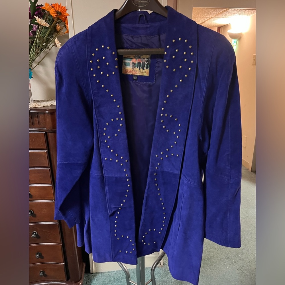 Genuine Leather Purple Blazer Jacket size Medium